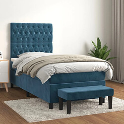 Maison Chic Lit adulte- Lit + matelas,Sommier à lattes de lit et matelas Bleu foncé 80x200 cm Velours -GKD64454