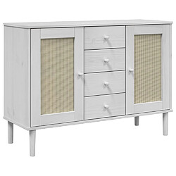 vidaXL Buffet SENJA aspect rotin blanc 112x40x80cm bois massif de pin