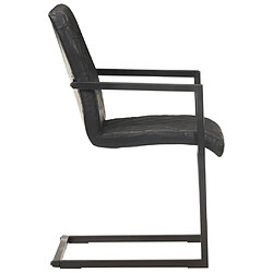 Avis vidaXL Chaises à manger cantilever lot de 2 noir cuir véritable