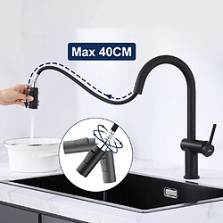 Auralum MAX Évier Noir 1 Bac 50x43x18,5CM,Acier Inoxydable, avec Distrubuteur de savon+robinet de cuisine rétractable à deux fonctions, No