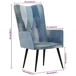 vidaXL Chaise à oreilles Denim patchwork Toile pas cher