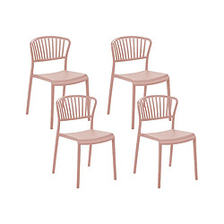 Beliani Lot de 4 chaises GELA Matière synthétique Rose pastel