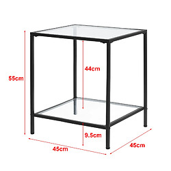 Avis Table d'Appoint Norrtälje 55 x 45 x 45 cm Noir Transparent [en.casa]