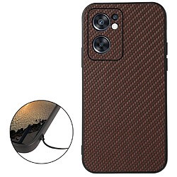 Coque en TPU + PU anti-scratch, texture en fibre de carbone, marron pour votre Oppo Reno7 SE 5G