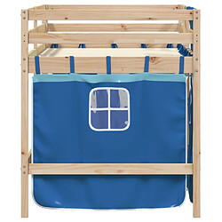 Acheter Vidaxl Lit mezzanine enfants et rideaux bleu 80x200cm bois pin massif