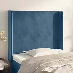 Maison Chic Tête de lit scandinave avec oreilles,meuble de chambre Bleu foncé 103x16x118/128 cm Velours -MN18271