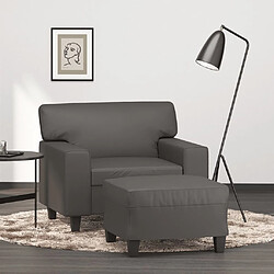 vidaXL Fauteuil avec repose-pied Gris 60 cm Similicuir