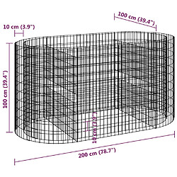 vidaXL Lit surélevé à gabion Fer galvanisé 200x100x100 cm pas cher