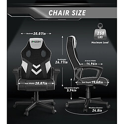 Chaise Gaming - Chaise de jeu, chaises de jeu vidéo Rattantree, chaises d'ordinateur, chaise ergonomique à hauteur réglable, chaise de course, chaise en cuir, chaise de jeu PC, blanc pas cher