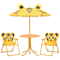 vidaXL Ensemble de bistro avec parasol pour enfants 3 pcs Jaune