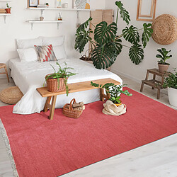 Thedecofactory ESSENCE - Tapis en jute et coton avec franges terra cotta 160x230 pas cher