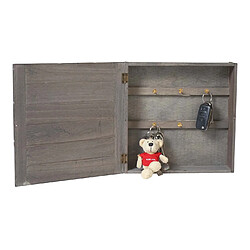 Mendler Boîte à clés Virginia, armoire à clés en bois, look shabby vintage 27x27x6cm ~ gris-brun