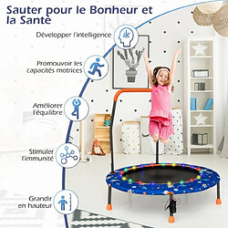 Helloshop26 Trampoline pour enfants diamètre 92cm lumineux avec poignée amovible charge 25 kg pour sports de saut intérieur extérieur bleu 20_0009617 pas cher