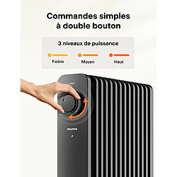 PELONIS Radiateur à huile 2500W, Chauffage électrique 13 ailettes avec thermostat Noir