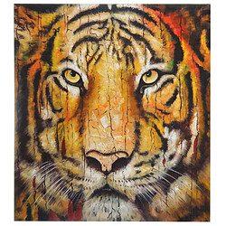 Mendler Tableau à l'huile, tigre, peint à la main à 100%, toile de décoration murale XL ~ 100x90cm