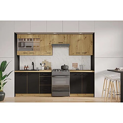 Cstore Cuisine complete - MODENA - 260 cm - Chene artisan et noir mat