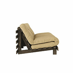 Inside 75 Canapé convertible futon ROOTS pin carob brown matelas wheat beige couchage 160x200 cm pas cher