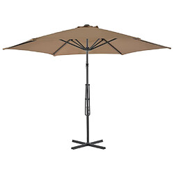 Helloshop26 Parasol mobilier de jardin d'extérieur avec poteau en acier 300 cm taupe 02_0008276