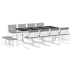 vidaXL Ensemble à manger de jardin avec coussins 13pcs blanc textilène