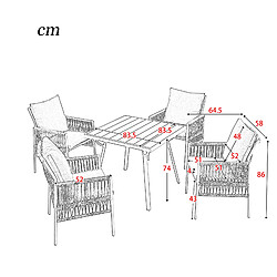 Avis KOMHTOM Ensemble de salle à manger de jardin avec cadre en fer galvanisé (ensemble de table à manger 5 pièces, 4 fauteuils, 1 table)