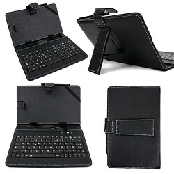 Etui noir 7 POUCES avec clavier AZERTY pour tablette Lenovo Tab 2 A7-10, Tab 2 A7-30 et Tab 2 A8 stylet tactile