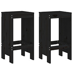 vidaXL Tabourets de bar lot de 2 noir 40x36x75 cm bois massif de pin