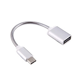 Wewoo Câble argent pour Samsung Galaxy S8 et S8 + / LG G6 / Huawei P10 P10 Plus / Oneplus 5 / Xiaomi Mi6 Max 2 / autres Smartphones 8.3cm USB Femelle à USB-C / Type-C métallique de de données de OTG,