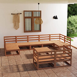 vidaXL Ensemble de jardin 10 pièces marron miel