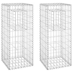 vidaXL Poteaux à panier de gabion 2 pcs 40x40x100 cm Fer