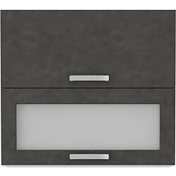 Cstore Meuble haut 2 portes basculantes - L 80 x P 31,6 x H 72 - Gris mat - LASSEN