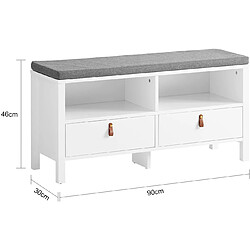 SoBuy FSR106-W Banc de Rangement avec Coussin Rembourré Meuble Bas Entrée Commode à Chaussure Banquette Confortable