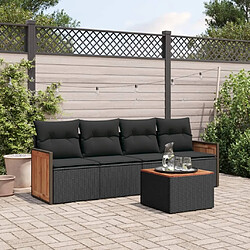 Maison Chic Salon de jardin 5 pcs avec coussins | Ensemble de Table et chaises | Mobilier d'Extérieur noir résine tressée -GKD26527