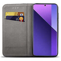 Htdmobiles Housse etui portefeuille avec coque interieure en silicone pour Xiaomi Redmi Note 13 Pro+ Plus 5G + verre trempe - NOIR MAGNET