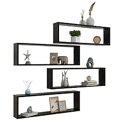 Avis Maison Chic Lot de 4 Étagères cube murales,Etagère de rangement flottantes Noir 100x15x30 cm Aggloméré -MN54657