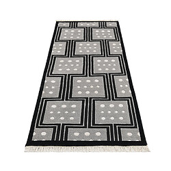 Avis Vidal Tapis de couloir en laine 206x79 noir Darya