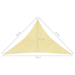 vidaXL Voile d'ombrage 160 g/m² Beige 2,5x2,5x3,5 m PEHD pas cher