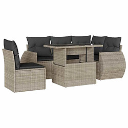 vidaXL Salon de jardin 6 pcs avec coussins gris clair résine tressée