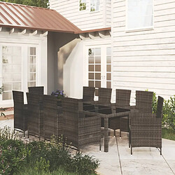 Maison Chic Mobilier à dîner 11 pcs de jardin - Ensemble table et chaises d'extérieur - Salon/Mobilier de jardin classique coussins Résine tressée Noir -MN50028