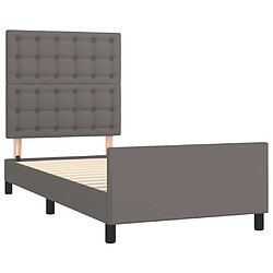 Acheter Maison Chic Lit adulte - Cadre Structure de lit avec tête de lit Contemporain Gris 90x200 cm Similicuir -MN93402