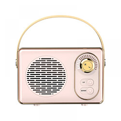 General Haut-parleur Bluetooth rétro, mini haut-parleur mignon avec radio FM, amélioration des basses, volume fort, connexion sans fil Bluetooth 5.0, carte TF, décor vintage, cadeaux pour filles (rose)