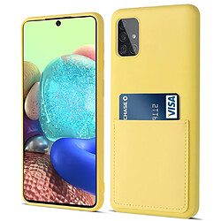 Coque en silicone anti-rayures avec porte-carte jaune pour Samsung Galaxy A71 5G SM-A716