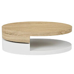 Vente-Unique Table basse avec plateau pivotant - MDF - Naturel et blanc - VITALY