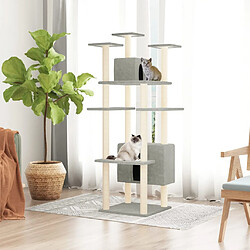 vidaXL Arbre à chat avec griffoirs en sisal Gris clair 162 cm