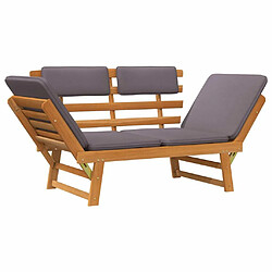 Maison Chic Chaise longue avec coussin | Bain de soleil Relax | Transat 2-en-1 190 cm Bois solide d'acacia -GKD30641 pas cher