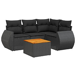 Maison Chic Salon de jardin 5 pcs avec coussins | Ensemble de Table et chaises | Mobilier d'Extérieur noir résine tressée -GKD79551