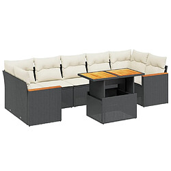 Maison Chic Ensemble Tables et chaises d'extérieur 8 pcs avec coussins,Salon de jardin noir résine tressée -GKD434651