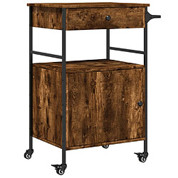 Maison Chic Desserte de cuisine | Chariot de cuisine | Meuble de rangement roulant chêne fumé 56x43x89,5 cm bois d'ingénierie -GKD85145