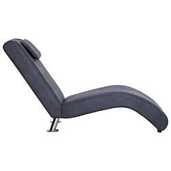 Acheter Maison Chic Chaise longue avec oreiller | Bain de soleil Relax | Transat Gris Similicuir daim -GKD25896