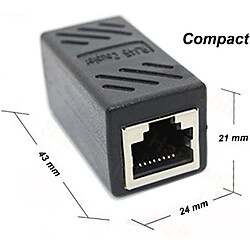 Lot de 2 coupleurs RJ45 coupleur de câble Ethernet connecteur LAN en ligne Cat7/Cat6/Cat5e adaptateur d'extension de câble Ethernet femelle à femelle