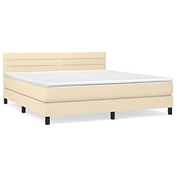 vidaXL Sommier à lattes de lit avec matelas Crème 160x200 cm Tissu